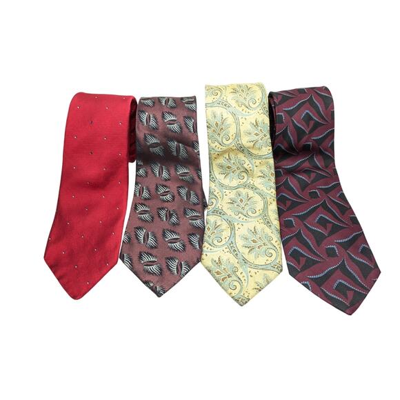 Lot of 4 Christian Dior Giorgio Armani Massimo Bizzocchi Ties Silk Career Work - Picture 1 of 8